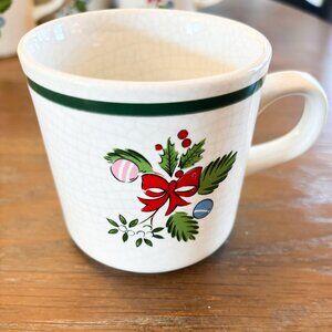 Set of 7 Coffee Cups with Saucers Yamaka Stoneware Japan Holiday Christmas